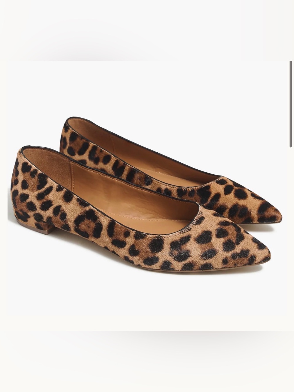 J. Crew Leopard Marina Leopard Calf Hair Print Pointed Toe Flats Size 9